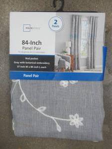 lot 576 image: Mainstays 37 x 84 Curtain Panels (2), Gray - NEW SOLD AS IS