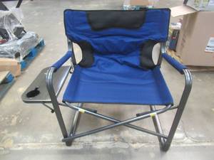 lot 586 image: Ozark Trail Camping Director Chair, Blue, Adult - NEW SOLD AS IS.