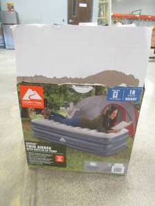 lot 604 image: Ozark Trail Tritech Airbed Twin 18 with Battery Pump Included and Antimicrobial Coating - SOLD AS IS.