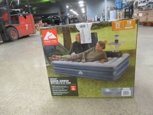 lot 605 image: Ozark Trail Tritech Airbed Queen 18 with AC Pump Included and Antimicrobial Coating - SOLD AS IS.