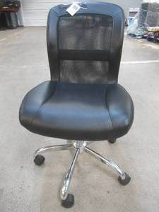 lot 684 image: Mainstays Vinyl and Mesh Task Office Chair, Black, NEW SOLD AS IS