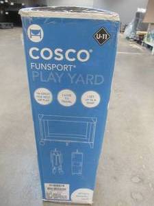 lot 686 image: Cosco Funsport Portable Compact Baby Play Yard, Gray Arrows, LIKE NEW - SOLD AS IS