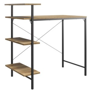 lot 538 image: Mainstays Side Storage Desk - Urban Natural, Assembled dimensions 36 H x 36 W x 21.2 D - SOLD AS IS