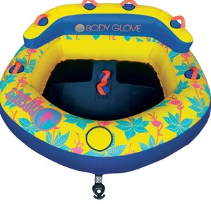 lot 554 image: Body Glove Bayside 2 Person Yellow Water Skiing Inflatable Towable Tube, Small Leak (Should be repairable) - SOLD AS IS