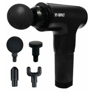 lot 628 image: Hy-Impact Professional Cordless Muscle Gun Massager w 4 Interchangeable Heads (Open Box) - Works, SOLD AS IS