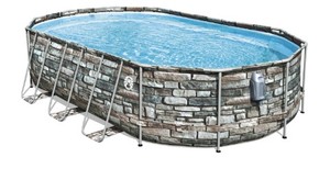 lot 696 image: Coleman 20 Power Steel Comfort Jet Oval 48 Deep Metal Frame Above Ground Pool - Damaged Packaging, NEW SOLD AS IS