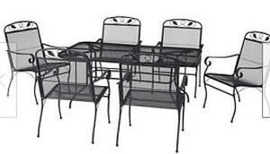 lot 729 image: Mainstays Jefferson Table From 7-Piece Outdoor Dining Set, Black  TABLE ONLY - SOLD AS IS