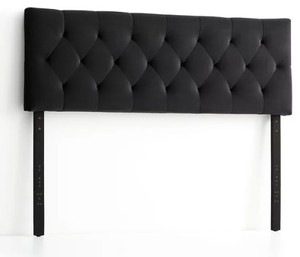 lot 746 image: Rest Haven Tufted Velvet Upholstered Headboard, California King, Black - SOLD AS IS