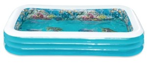 lot 552 image: Summer Waves Inflatable Dolphin 3D Family Pool, Rectangular, Blue. - SOLD AS IS