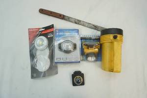 lot 233 image: Headlamps, Compass, Saw Knife