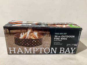 Hampton Bay 30 in. Steel Fire Ring with Lattice Pattern in Black
