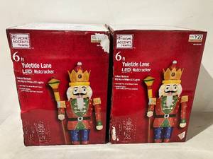 LOT OF 2 6 ft Warm White LED Nutcracker Y20 Holiday Yard Decoration