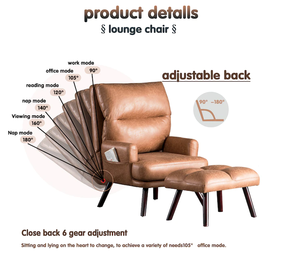 Ovios �Adjustable recliner chair with ottoman Midcentury Light Brown Contemporary Sleeper Chair