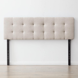 Brookside Kaylee Adjustable Beige Queen Upholstered Low Profile Headboard with Square Tufting