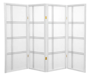 Oriental Furniture 4 ft. White 4-Panel Room Divider