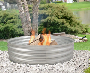 Infinity 36 in. x 13 in. Round Galvanized Steel Wood Fire Ring