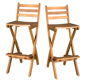 Christopher Knight Home Tundra Outdoor Foldable Wood Barstool Set, 2-Pcs Set, Natural