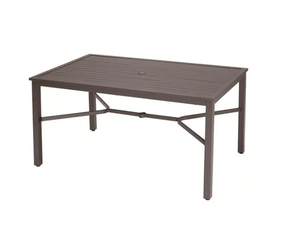 StyleWell Mix and Match 60 in. x 37 in. Brown Rectangular Steel Outdoor Patio Dining Table with Slat Top
