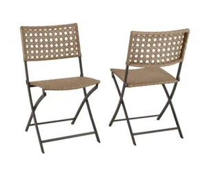 StyleWell Mix and Match Dark Taupe Folding Wicker Outdoor Dining Chair (2-Pack)