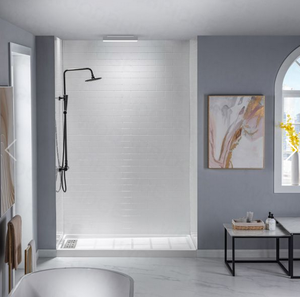 WOODBRIDGE SWP603696-1-SU-H Solid Surface 3-Panel Shower Wall Kit, 36-in