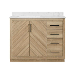 Glacier Bay Huckleberry 42 in. W x 19 in. D x 34.5 in. H Bath Vanity in Natural Oak with White Cultured Marble Top