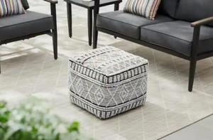 Hampton Bay Woven Stripe Rectangular Outdoor Pouf