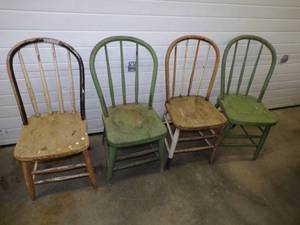 4 Vintage Wood Chairs