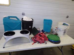 Dog Food and Water Dish, Water Can, Tie Down Straps and more
