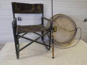 Hunting Chair, Fishing Pole and Fish Basket