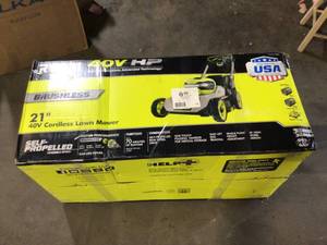 lot 25 image: RYOBI 40V HP Brushless 21 in. Cordless Battery Walk Behind Self-Propelled Lawn Mower Tool Only No Batteries and charger review pictures