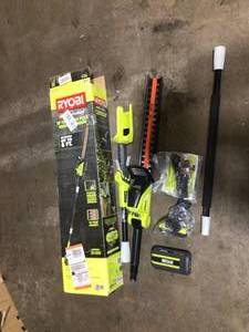 lot 27 image: RYOBI 40V 18 in. Cordless Battery Pole Hedge Trimmer with 2.0 Ah Battery and Charger review pictures