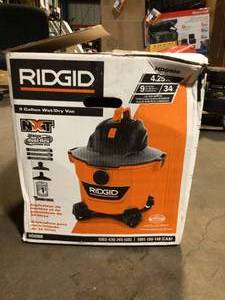 lot 72 image: RIDGID 9 Gallon 4.25 Peak HP NXT WetDry Shop Vacuum with Filter, Locking Hose and Accessories