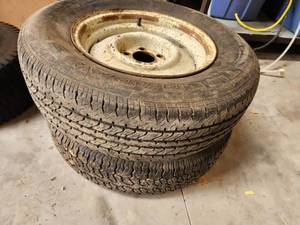 lot 60 image: Lot of (2) Tires with 5-Lug 15 Steel Rim