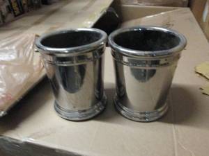 set of 2 ceramic silver pots ...