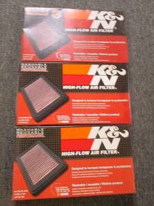 3 K&N high flow air filters 33-2187...