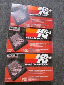 3 K&N high flow air filters 33-2187...