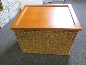 wicker basket with wood cover 16.6 ...