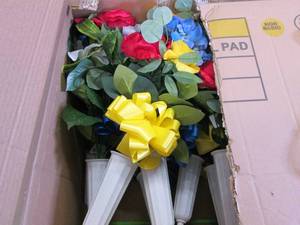 box of fake flowers ...
