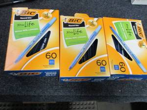 3- 60 pks of Bic Round Stic Blue Pe...