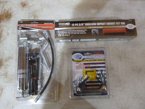 lot 157 image: Grease Gun, Socket Set, Hex Key