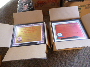 lot 428 image: 2 Boxes of Framed Certificates with Pens