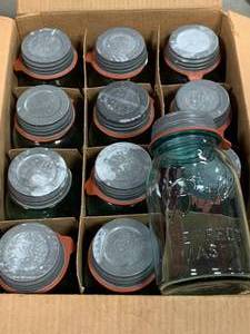 Case of 12 Vintage Ball Jars with Case