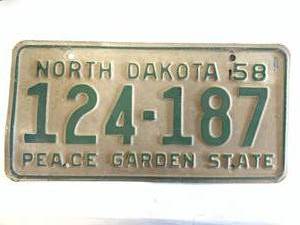1958 North Dakota License Plate