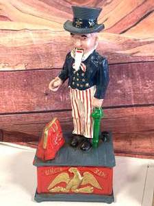 Cast Iron, Uncle Sam Bank 10.75 Inch Tall