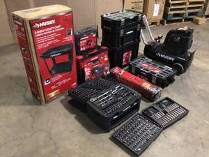 Mix Lot of Husky Tools, Storage Boxes, Bit Sets, Various Parts- Customer Returns - Review all pictures
