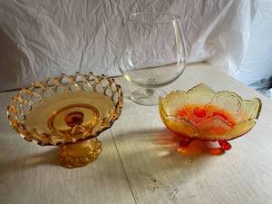 Crystal Bowl & 2-Other Glass Bowls. No Chips Or Cracks