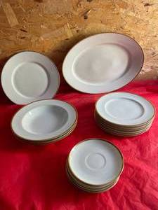 China Made By JHR Lel Bavaria. Meat Platter, 1-Dinner Plate, 3-Salad Bowls, 5-Dessert Plates,4-Coffee Cup Saucers