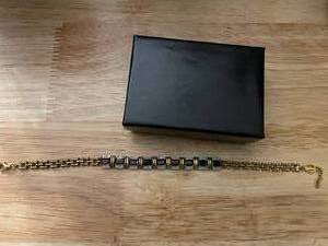 Bracelet In Yellow Gold Tone, Ruby Stones, Diamonds Trim On Sides 925