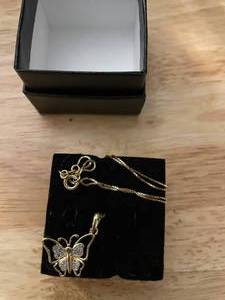 Gold Tone NecklaceButterfly 925
