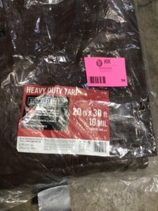 lot 58 image: Heavy Duty Tarp 20 ft X0 ft 10 MIL   Customer Returns See Terms on Auction